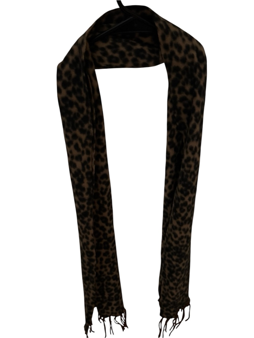 Leopard Print Brown Fringe Scarf - Women Accessories